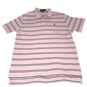 Polo by Ralph Lauren Drop tail Polo Shirt Men Sz XL Pink/Black Y2K Hiphop Preppy